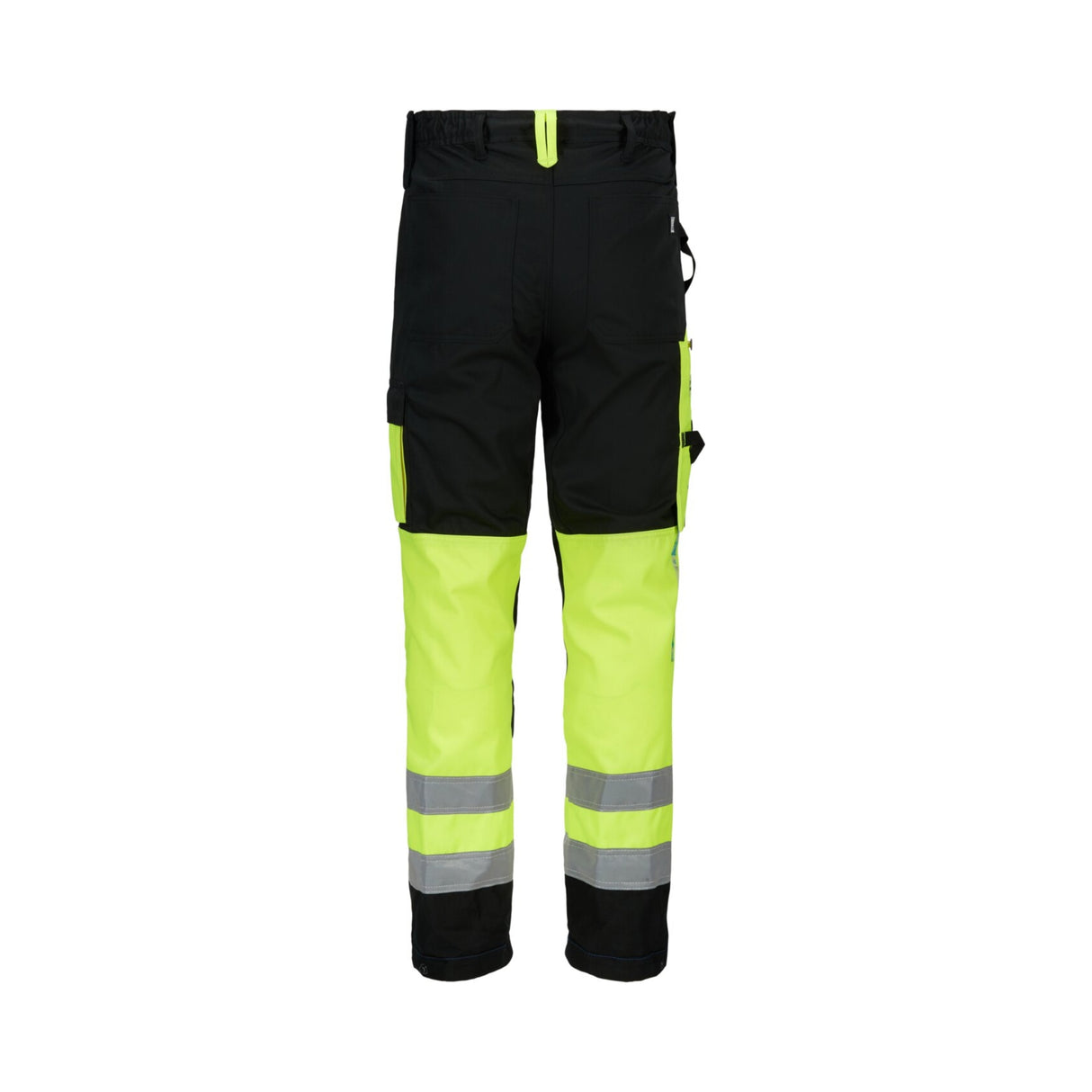 Hivis arbeidsbukse med justerbare benvidde og kneputer, laget for komfort og synlighet.