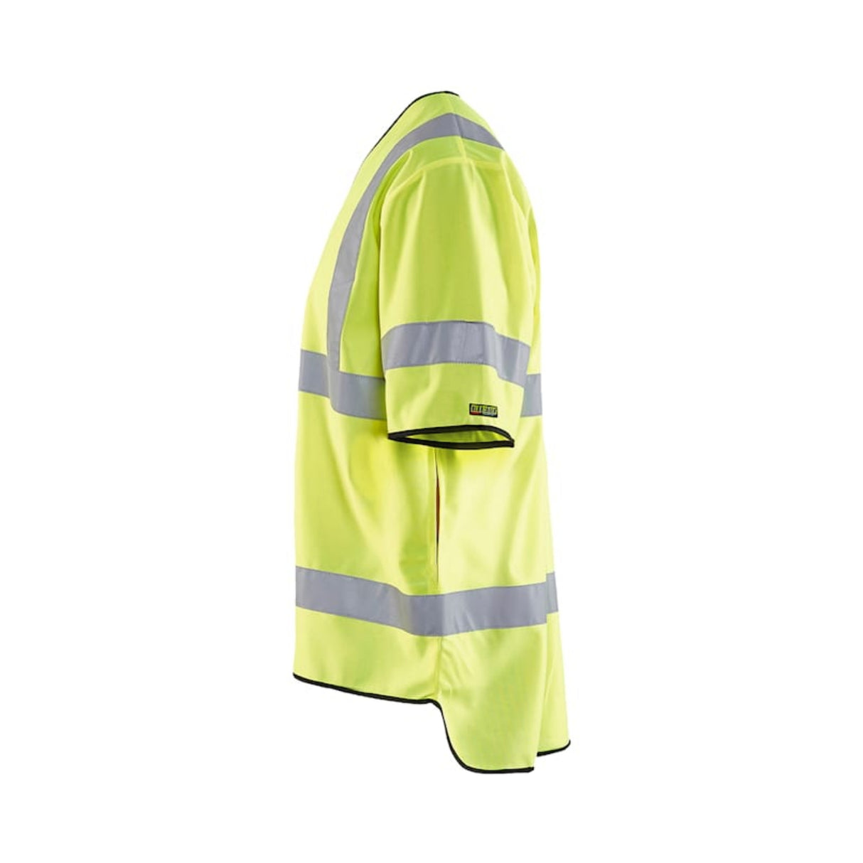 Blåkläder synlighetsvest klasse 3 med ermer, forlenget rygg og 50 mm brede reflekser.