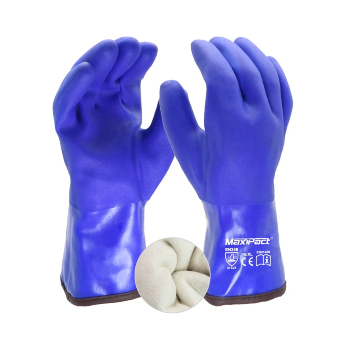 Foret PVC arbeidshanske fra Maxglove for kjemisk arbeid og vinterbruk.