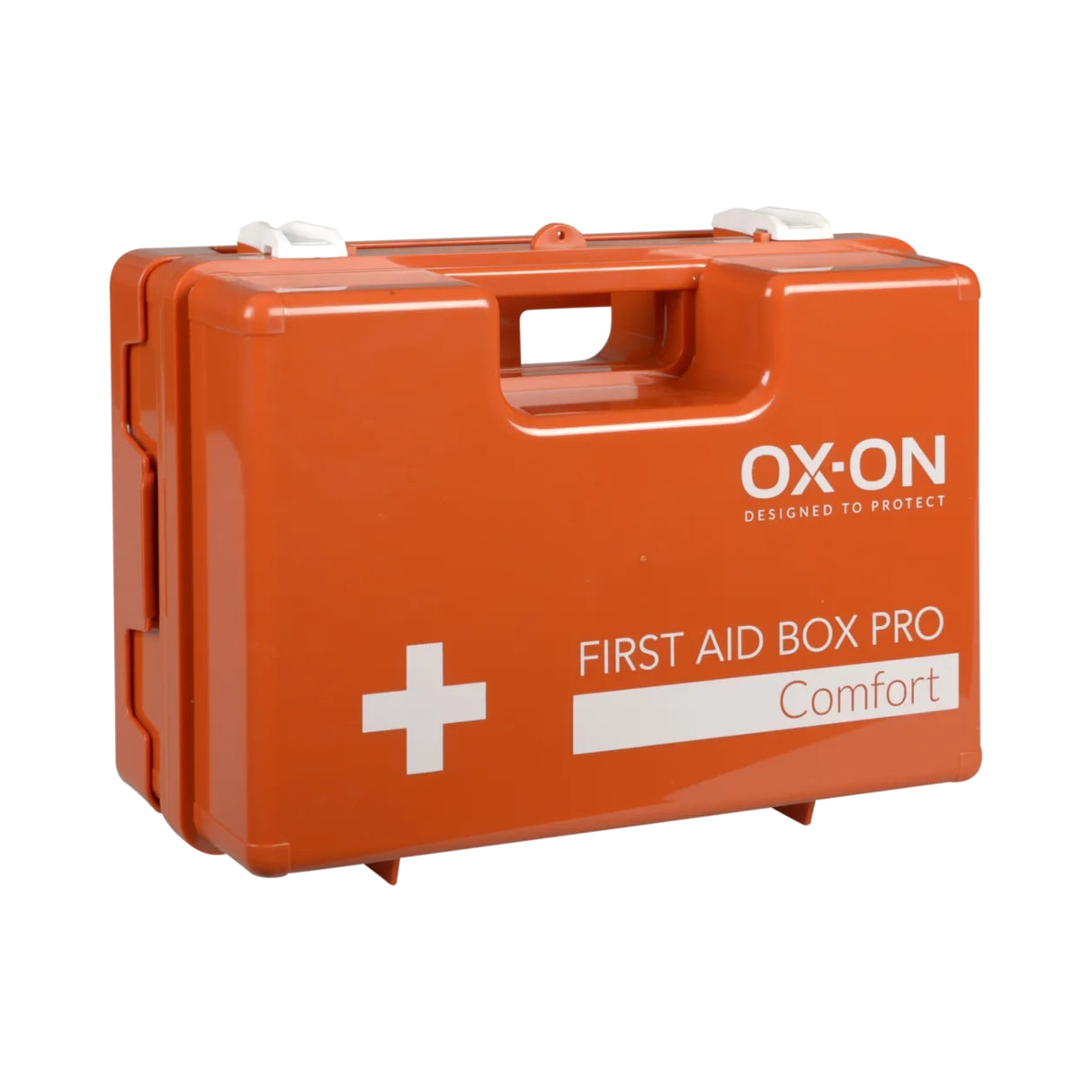 OX-ON førstehjelpssett med praktisk veggoppheng og godt organisert innhold.