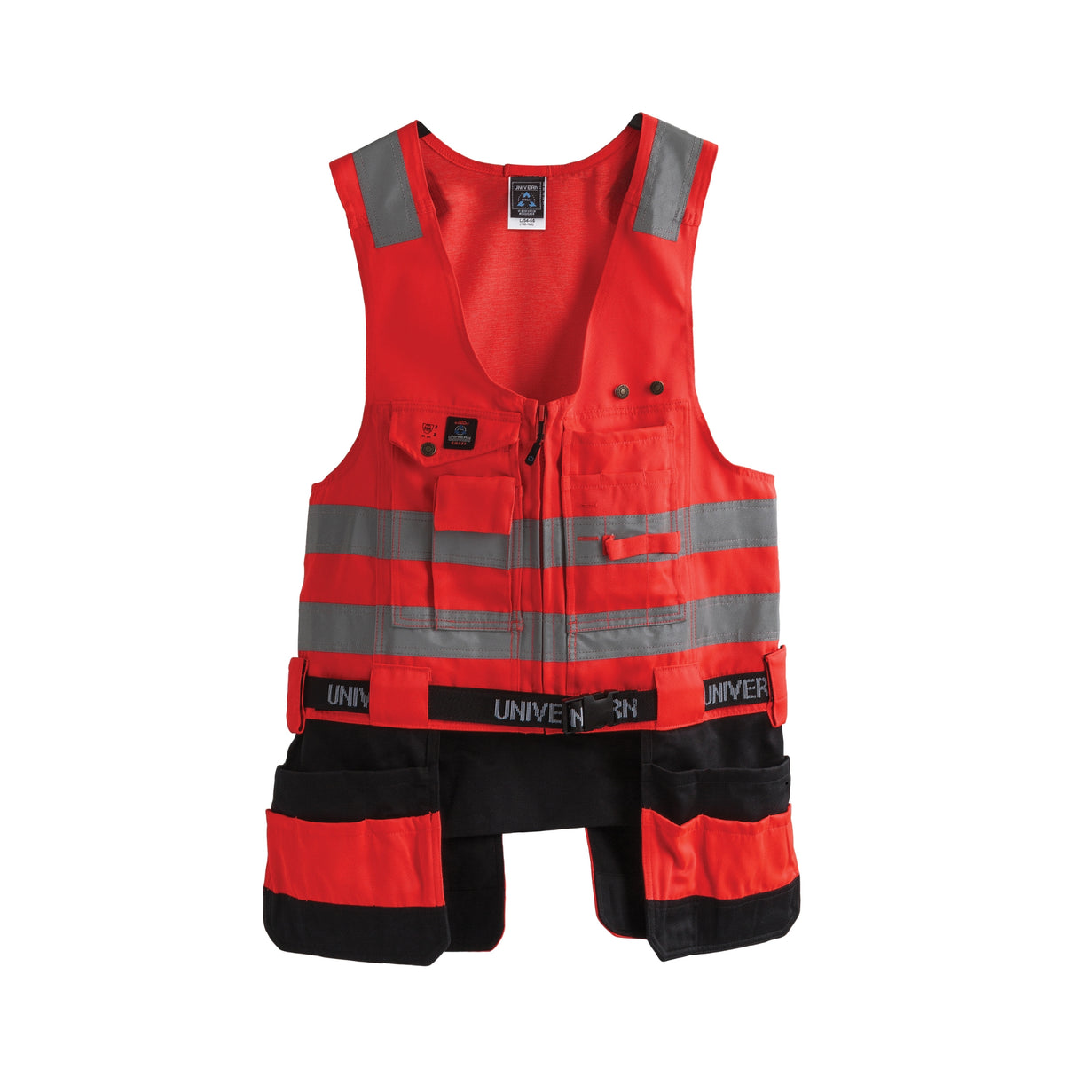 Funksjonell Univern håndverksvest med hengelommer og høy synlighet kl. 1.