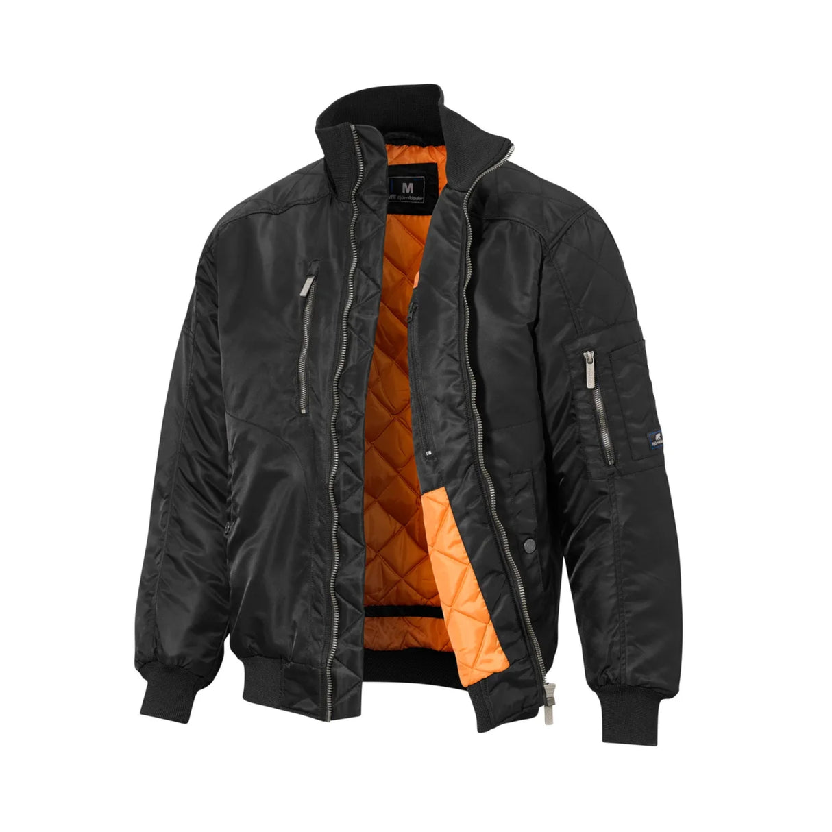 Varm og slitesterk pilotjakke fra Björnkläder med fleecefor og ribbdetaljer.