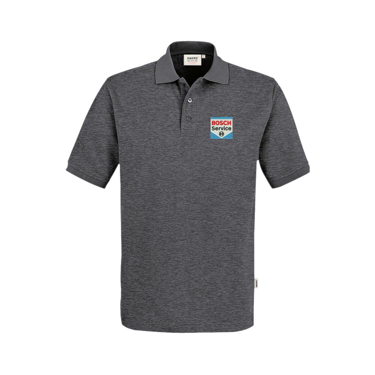 Pique t-skjorte fra Hakro med brodert Bosch Service-logo – slitesterk polo for arbeid.