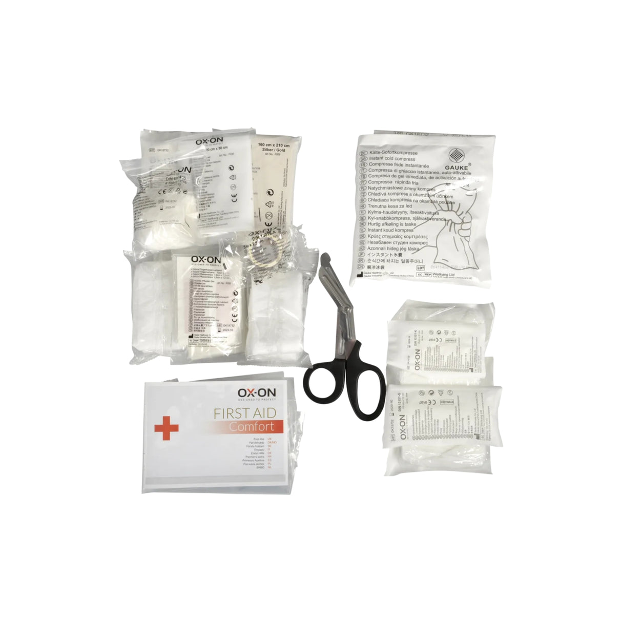 OX-ON refill til førstehjelpskoffert Pro Box Comfort – komplett førstehjelpsutstyr DIN 13157