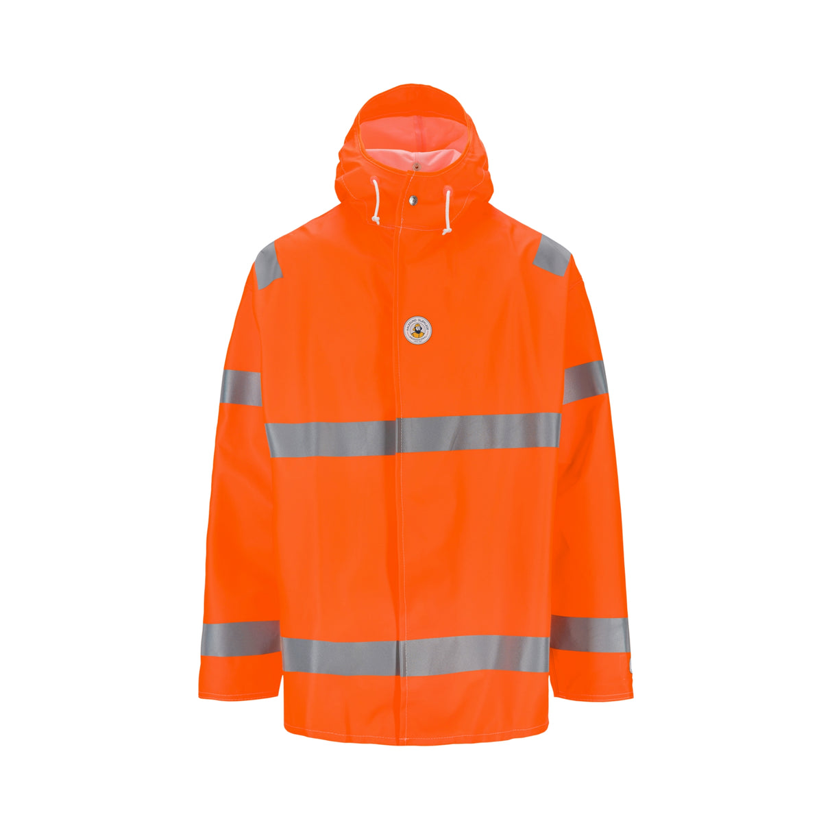 Regnjakke fra Aalesund Oljeklede i synlighet klasse 3 – slitesterk, vanntett og trygg for arbeid i vei og anlegg.