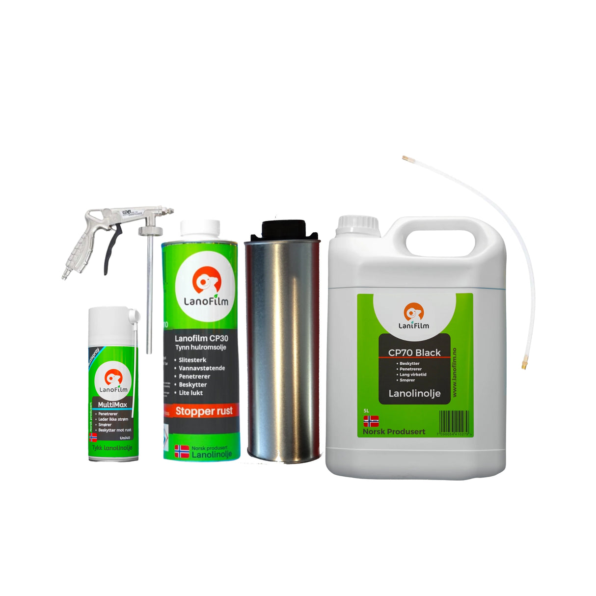 Lanifilm startpakke antirustbehandling – komplett gjør-det-selv sett for bilen.