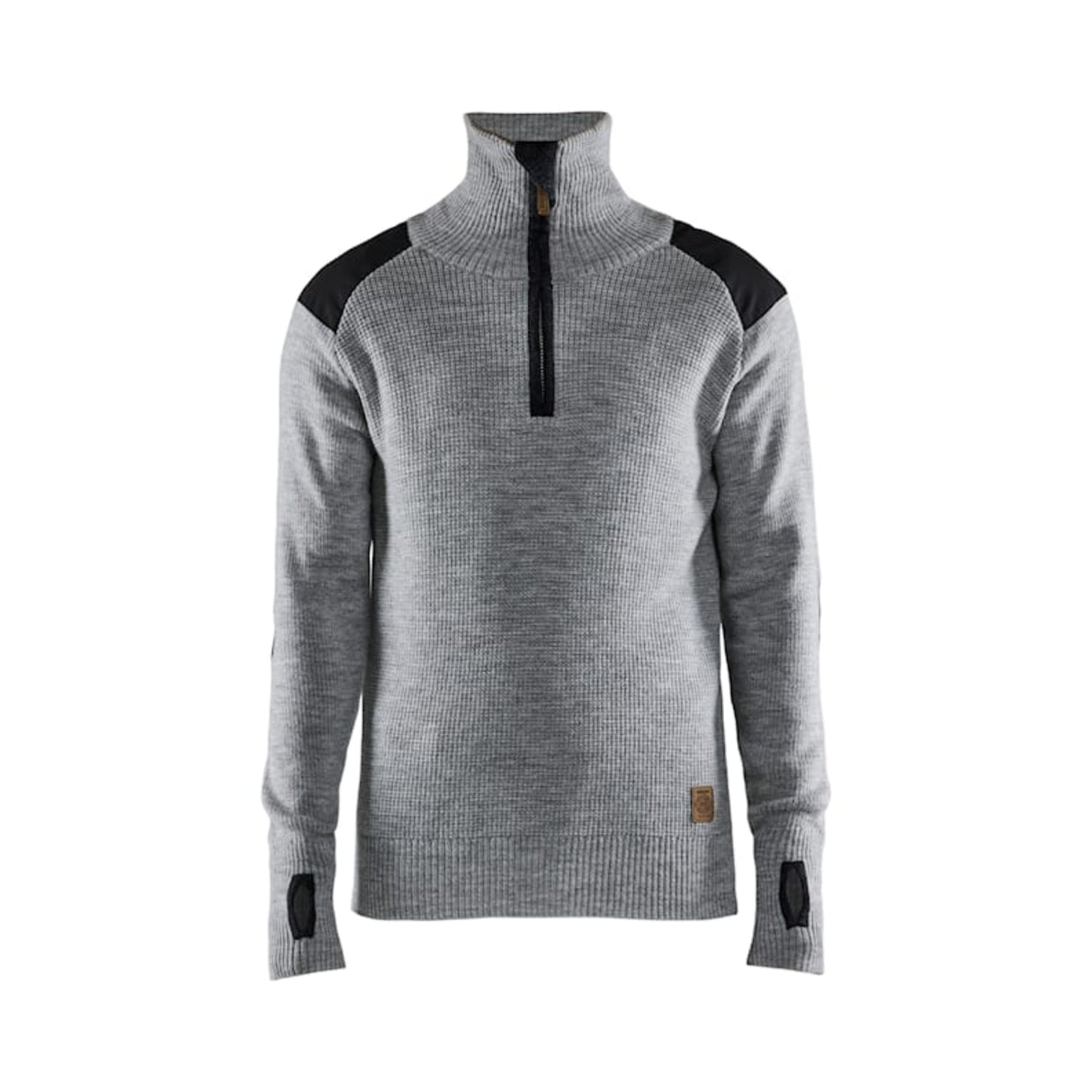 Blåkläder ullgenser i 100 % ull med høy hals og ½ zip.