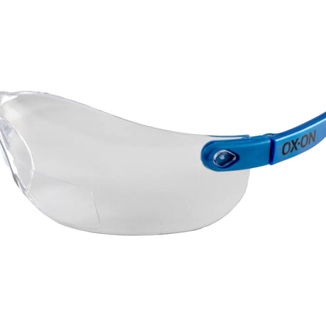 Lett og slitesterk arbeidsbrille fra OX-ON med klart glass og lesefelt.