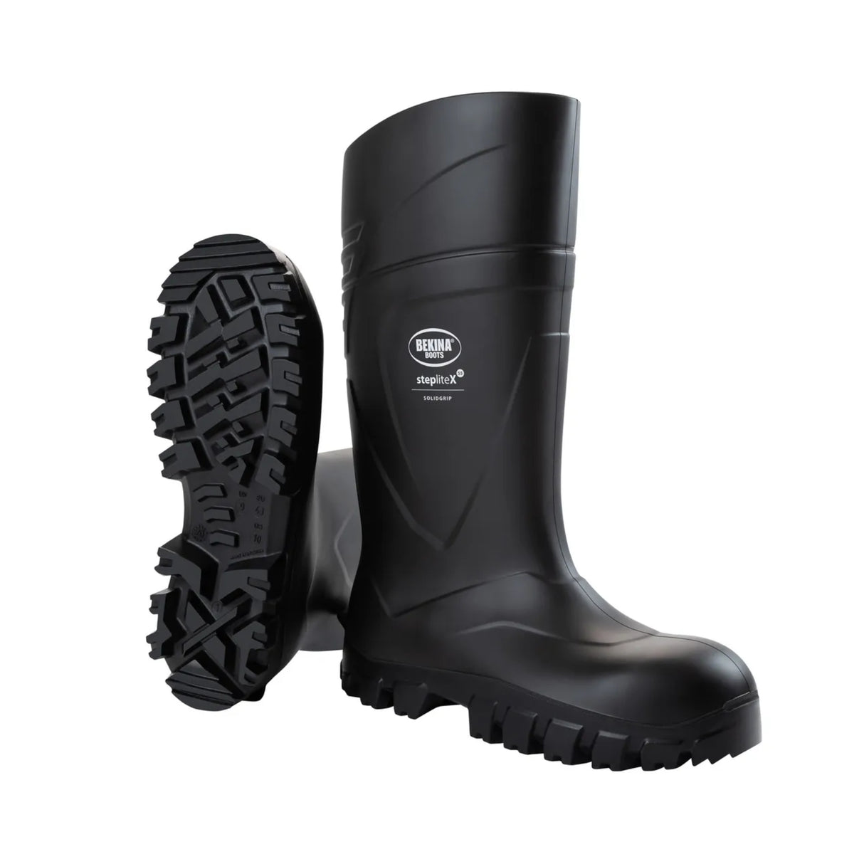 Bekina vernestøvel i PU med kompositt tåhette og Kevlar spikertrampbeskyttelse for krevende arbeidsmiljøer.
