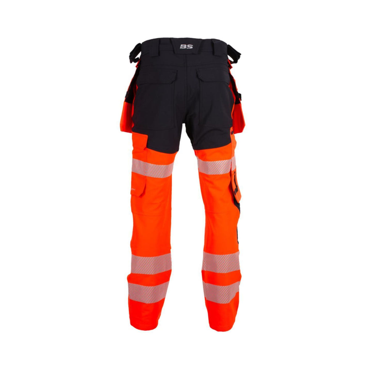 Bekken & Strøm Hi-Vis arbeidsbukse med 3M™ Scotchlite™ refleks, kneputelommer og stretch for god bevegelighet.