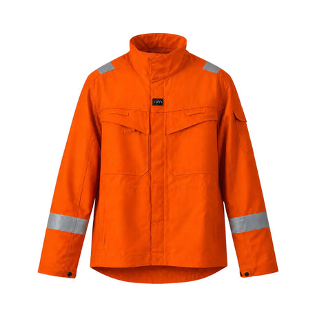 GSA flammehemmende offshore arbeidsjakke i 350 g/m² kvalitet med lysbuebeskyttelse, antistatiske egenskaper og EN ISO 11611 klasse 2.
