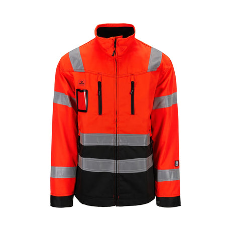 Synlighetsjakke med refleks og forlenget ryggparti, ideell for arbeid i krevende forhold.