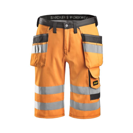 Snickers Workwear arbeidsshorts med synlighet klasse 1 og praktiske hylsterlommer.