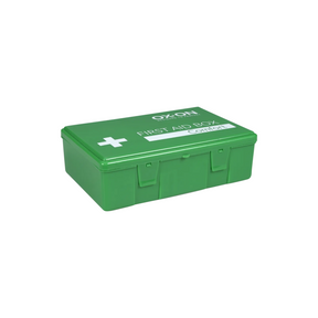 Kompakt førstehjelpskit fra OX-ON med 42 deler – perfekt til bil, hytte og byggeplass.