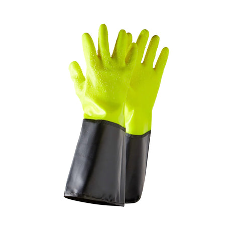 PVC hanske fra Balance Gloves – utviklet for fiskeindustrien med godt grep og høy slitestyrke.