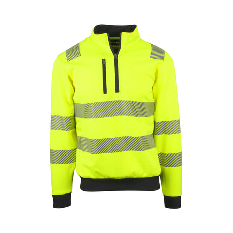 YouBrands Hi-Vis genser klasse 3 med elastiske reflekser og 1/4 glidelås.