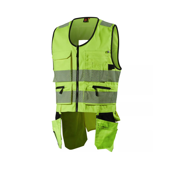 L.Brador Hi-Vis håndverkervest klasse 2 med Cordura-forsterkede hengelommer til arbeid.