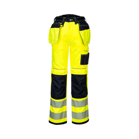 Portwest Hi-Vis håndverksbukse klasse 2 med segmenterte reflekser, Oxford-forsterkninger og 18 praktiske lommer.