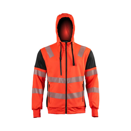 Bulldog Workwear Hi-Vis hettejakke klasse 2 med segmenterte reflekser og fleeceinnside.