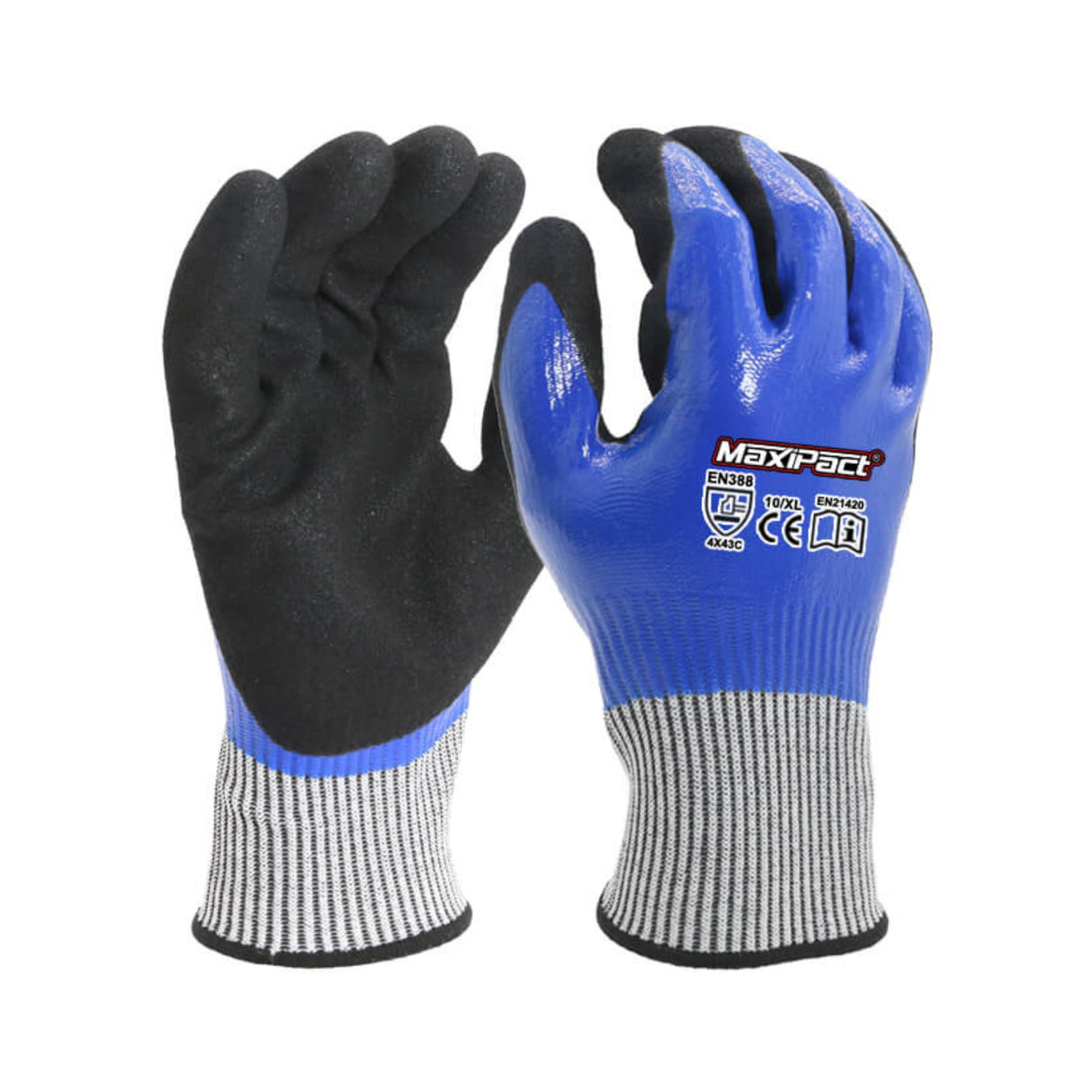 Kuttbestandig nitrilhanske fra Maxglove med sikkert grep og cut level D.