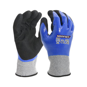 Kuttbestandig nitrilhanske fra Maxglove med sikkert grep og cut level D.