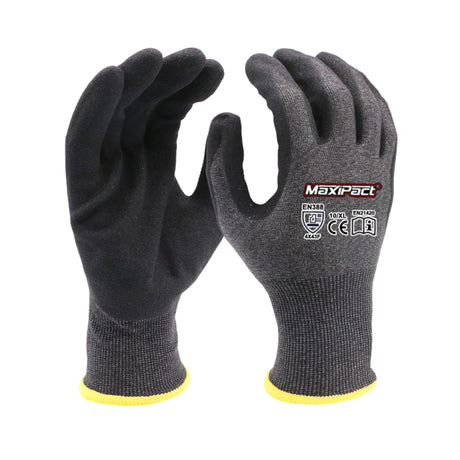 Kuttbestandig nitrilhanske fra Maxglove med HPPE og cut level F.