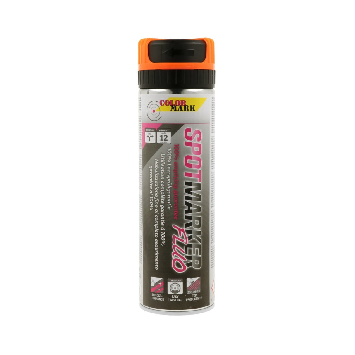 ColorMark orange fluoriserende merkespray – slitesterk, synlig og presis merking for profesjonelle arbeidsmiljøer.