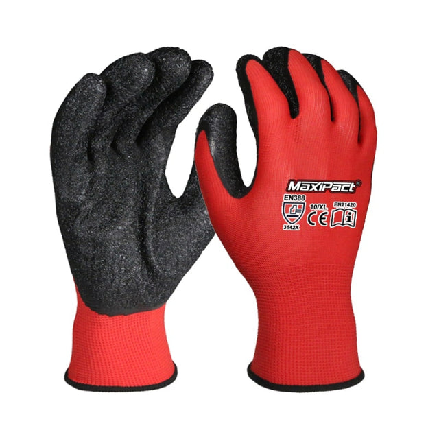 Latex monteringshanske fra Maxglove med krøllet grep og god passform.