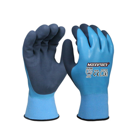 Monteringshanske i latex fra Maxglove med sandet grep for presisjonsarbeid.