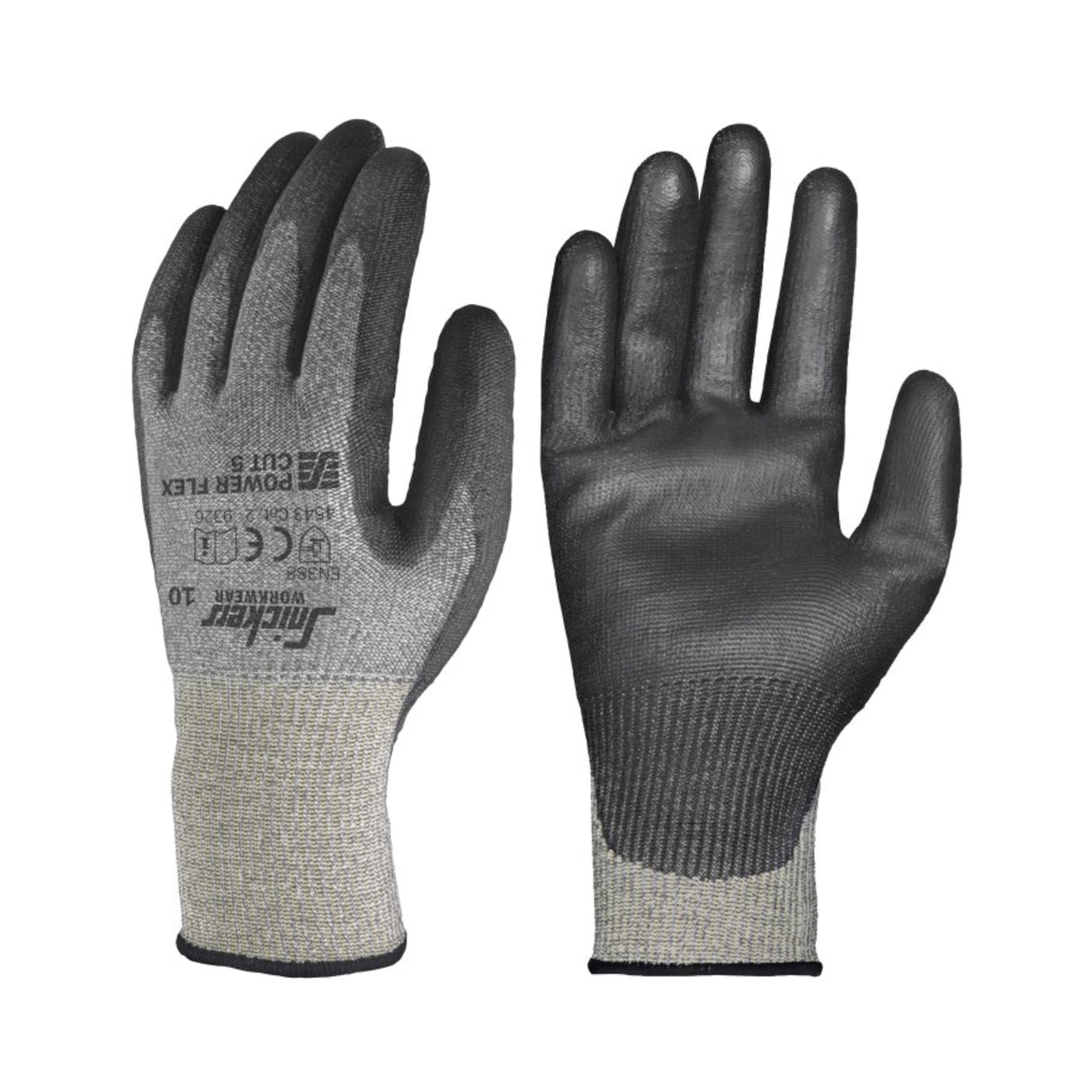 Monteringshansker fra Snickers Workwear med høy skjærebeskyttelse og sikkert PU-grep
