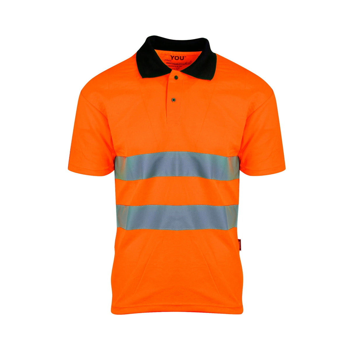 YouBrands Pro-Dry Hi-Vis pique klasse 2 med påsydde reflekser og pustende, fukttransporterende materiale.