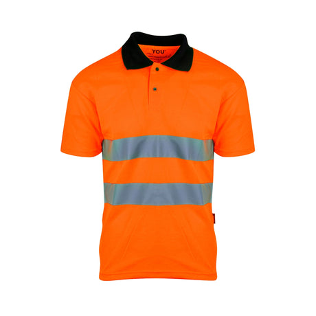 YouBrands Pro-Dry Hi-Vis pique klasse 2 med påsydde reflekser og pustende, fukttransporterende materiale.