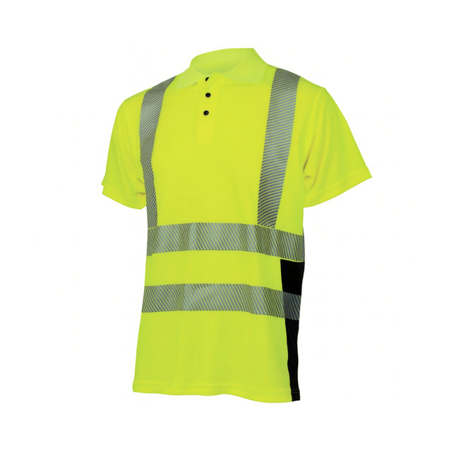Komfortabel Univern pique t-skjorte med krage, knepping og høy synlighet klasse 2.