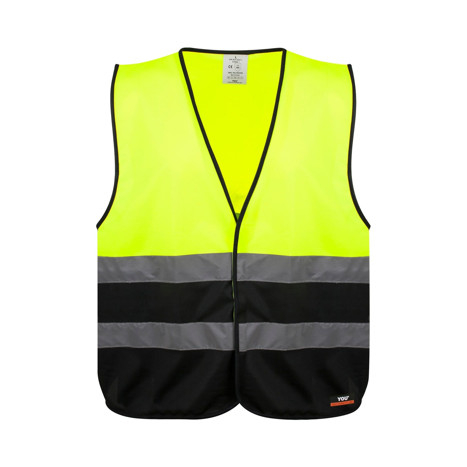 Tofarget refleksvest fra YouBrands med påsydde reflekser og CE-godkjenning.