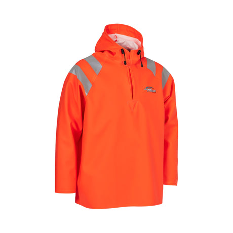 Slitesterk Elka Fishing Xtreme regnanorakk i kraftig PVC med høy vanntetthet og olje- og kulderesistens.