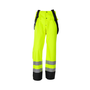 Bekken & Strøm Hi-Vis regnbukse klasse 2 med seler for profesjonelt arbeid i regn.