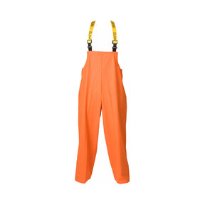 Vanntett regnbukse i kraftig PVC med vendbar design og justerbare seler – perfekt til tøffe arbeidsforhold.