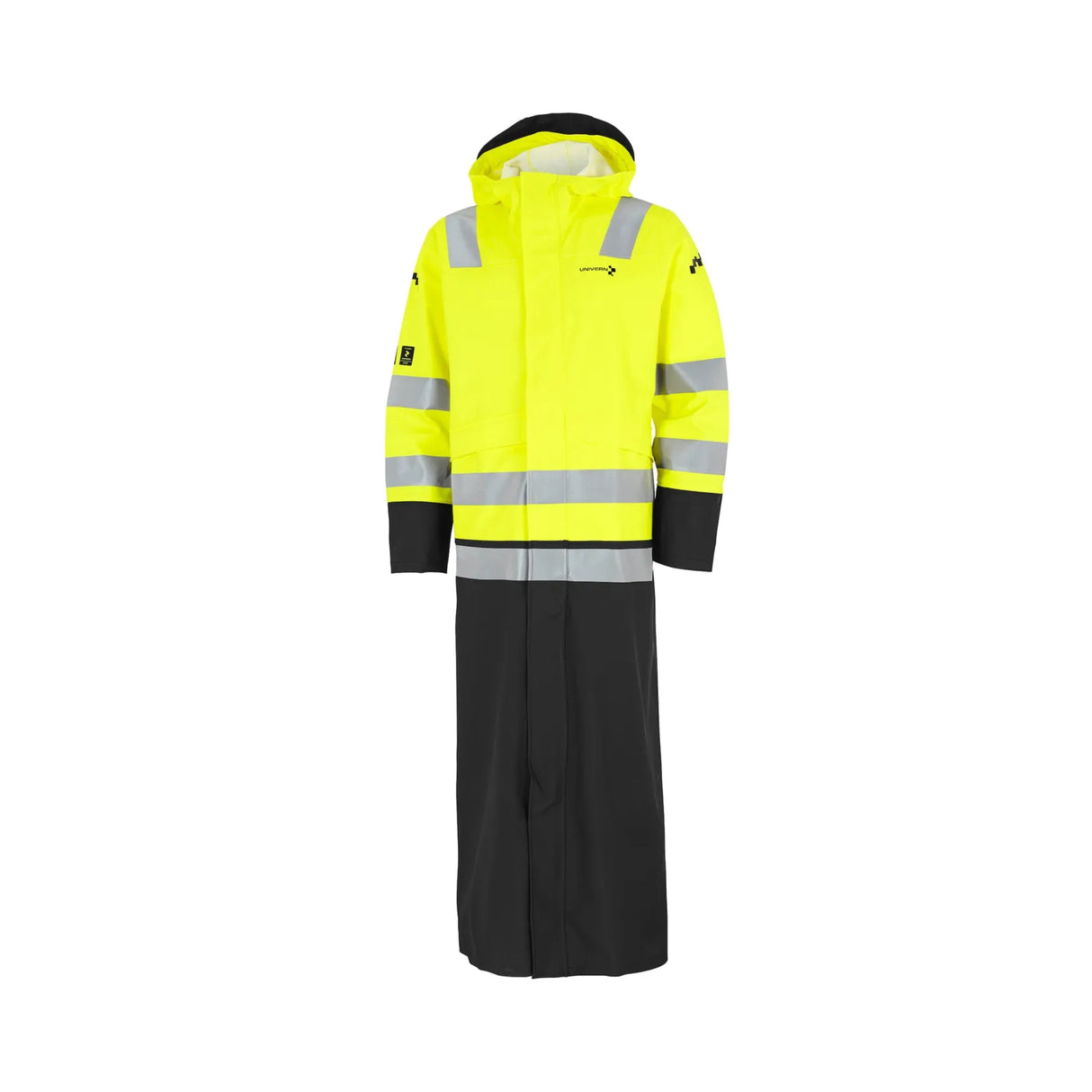 Denne regnfrakken fra Univern gir pålitelig beskyttelse mot regn og vind, med justerbar hette og praktiske lommer for enkel tilgang.