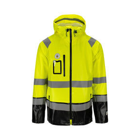 Aalesund Oljeklede Bergen Hi-Vis regnjakke klasse 2 med kraftig vanntett PVC-materiale.