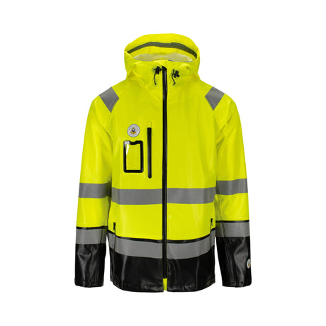 Aalesund Oljeklede Bergen Hi-Vis regnjakke klasse 2 med kraftig vanntett PVC-materiale.