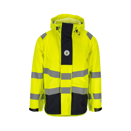 Aalesund Oljeklede El-line Hi-Vis regnjakke klasse 3 med 20 000 mm vannsøyle og påsveiset refleks.