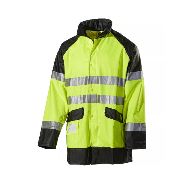 L.Brador Hi-Vis regnjakke klasse 3 med 3M-refleks, stretch og vanntett konstruksjon til arbeid i regnvær.