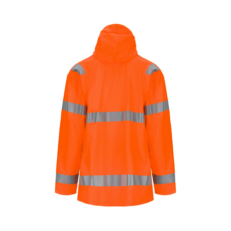 Slitesterk regnjakke i Oslo-serien med 20 000 mm vannsøyle, stormklaff og hette – perfekt for vei- og anleggsarbeid.