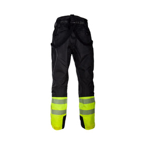 Hi-Vis skallbukse fra Bekken & Strøm med kneputelommer, snølås og 3M™ Scotchlite™ refleks.