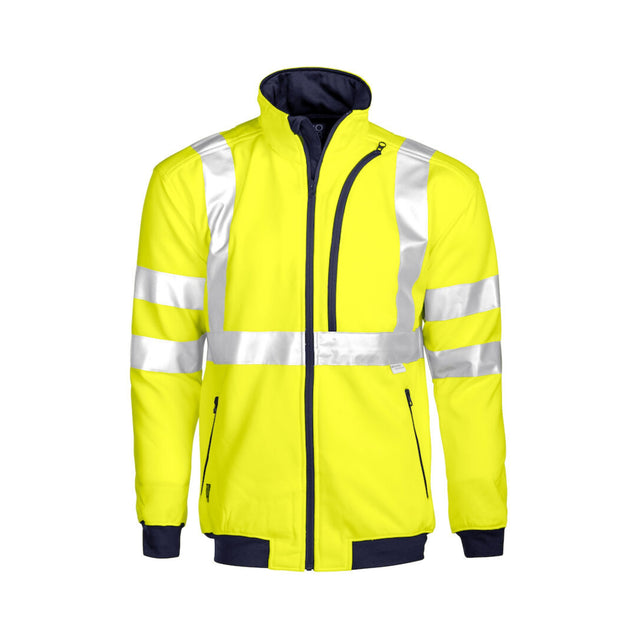 Hi-vis sweatjakke fra ProJob med hel glidelås og ribbestrikk.