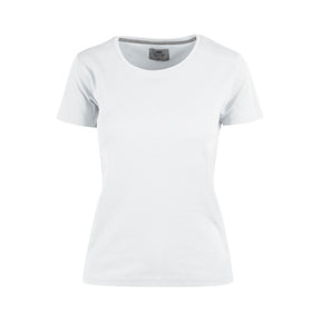 YouBrands interlock t-skjorte til dame i 100 % kjemmet bomull med fasongsydd passform.