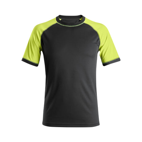 Snickers Workwear neon t-skjorte i pustende materiale for komfortabelt arbeid i varme omgivelser.