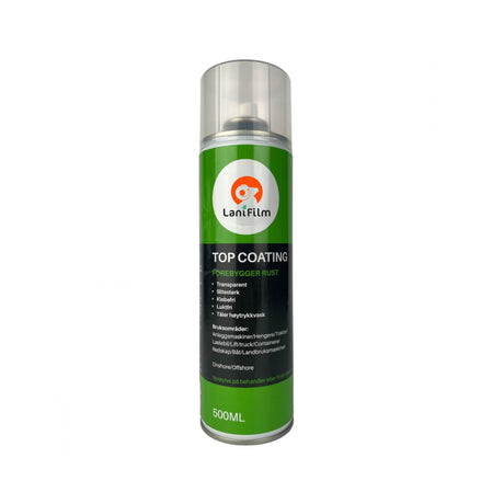 Lanifilm Top Coating – transparent og luktfri beskyttelsesfilm som effektivt forebygger rust på maskiner og utstyr.
