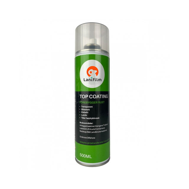 Lanifilm Top Coating – transparent og luktfri beskyttelsesfilm som effektivt forebygger rust på maskiner og utstyr.