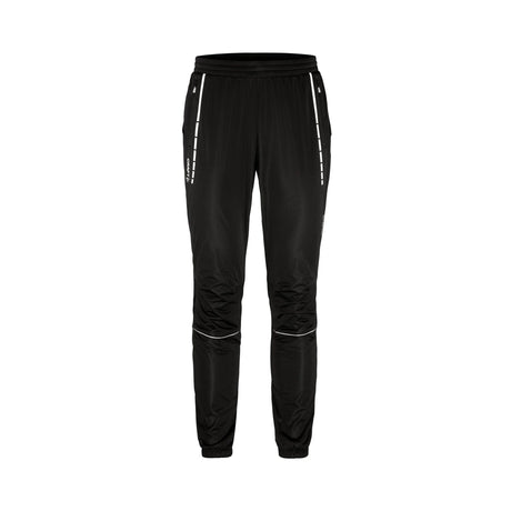 Craft treningsbukse til langrenn med vindtett front, elastisk og ventilerende bakside samt ¾-glidelåser for enkel av- og påkledning.